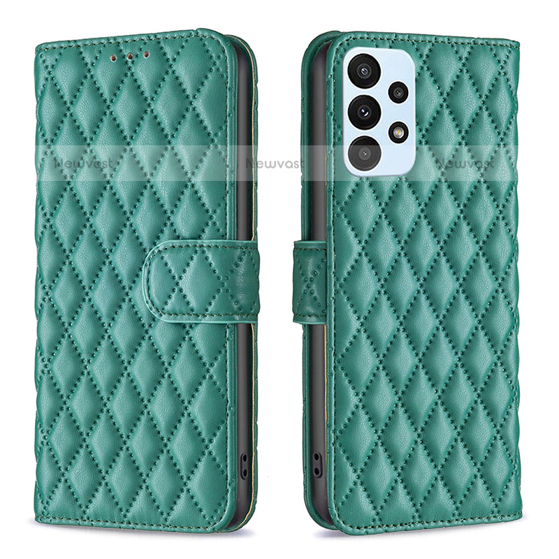 Leather Case Stands Flip Cover Holder B11F for Samsung Galaxy A23 5G Green