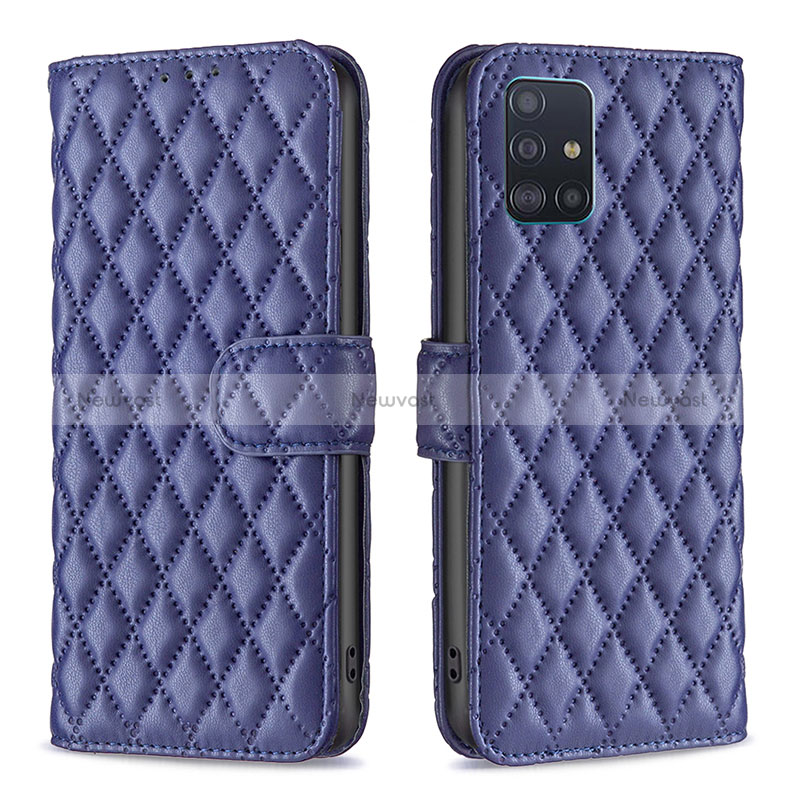 Leather Case Stands Flip Cover Holder B11F for Samsung Galaxy A51 5G Blue
