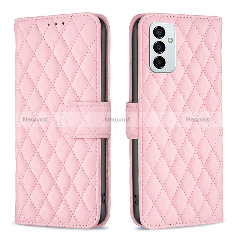Leather Case Stands Flip Cover Holder B11F for Samsung Galaxy M23 5G Rose Gold