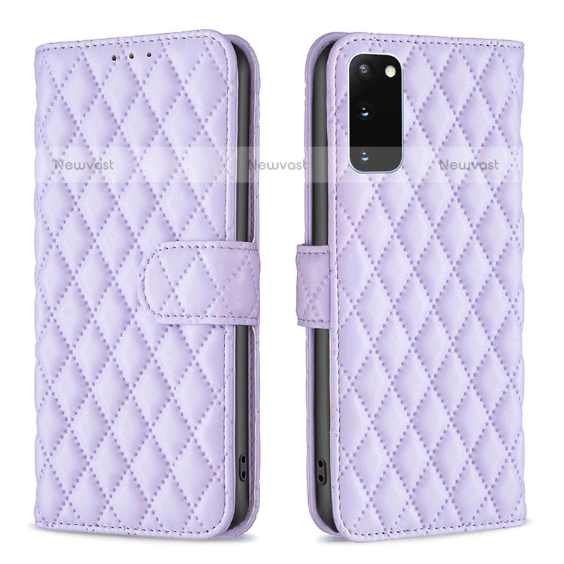Leather Case Stands Flip Cover Holder B11F for Samsung Galaxy S20 5G Purple