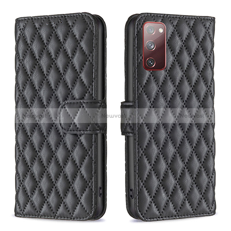 Leather Case Stands Flip Cover Holder B11F for Samsung Galaxy S20 FE (2022) 5G Black