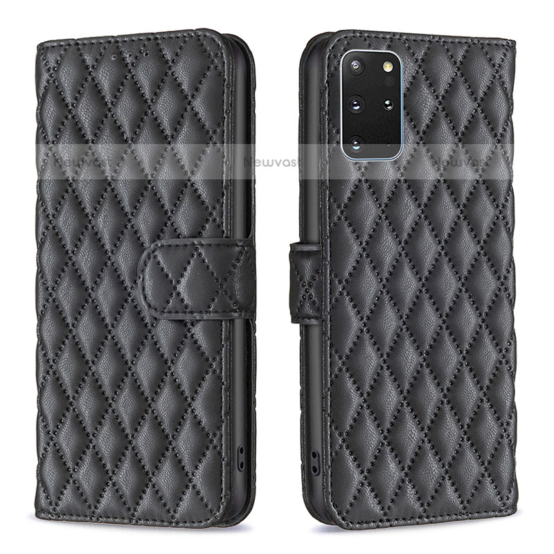 Leather Case Stands Flip Cover Holder B11F for Samsung Galaxy S20 Plus 5G Black