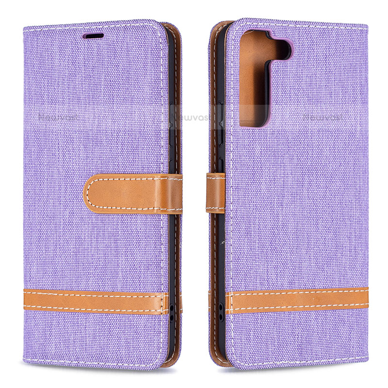 Leather Case Stands Flip Cover Holder B11F for Samsung Galaxy S21 FE 5G Clove Purple