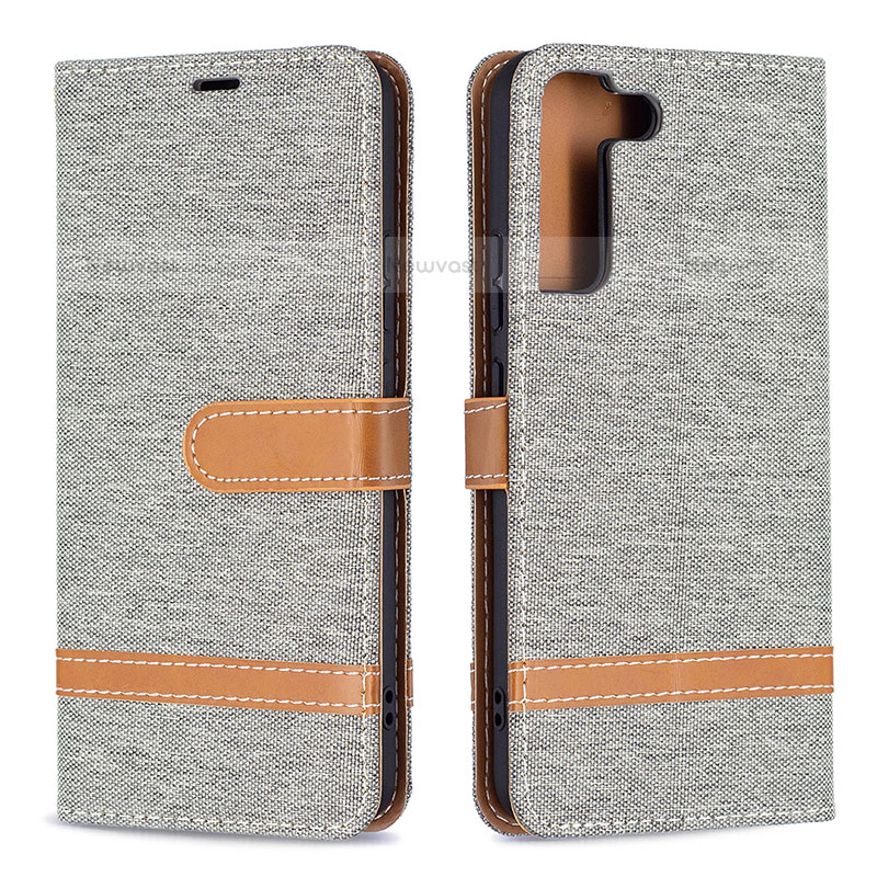 Leather Case Stands Flip Cover Holder B11F for Samsung Galaxy S21 FE 5G Gray