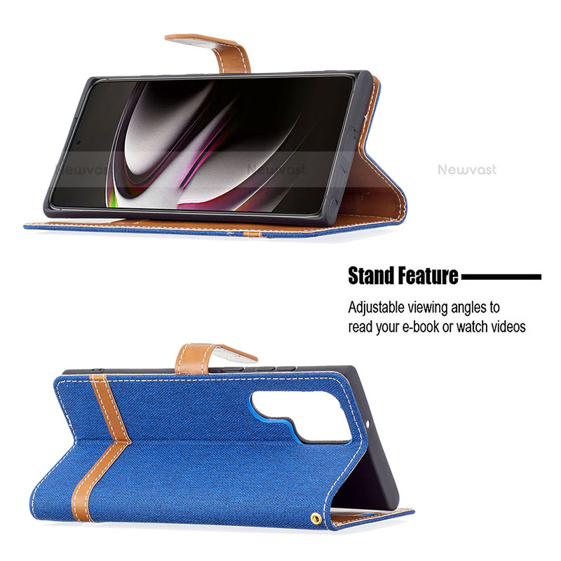 Leather Case Stands Flip Cover Holder B11F for Samsung Galaxy S21 Ultra 5G