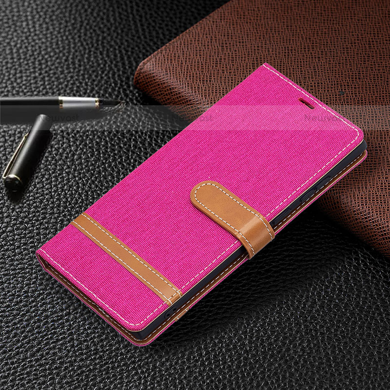 Leather Case Stands Flip Cover Holder B11F for Samsung Galaxy S21 Ultra 5G Hot Pink