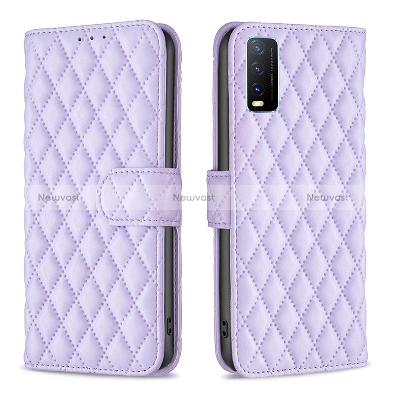 Leather Case Stands Flip Cover Holder B11F for Vivo Y12s Purple