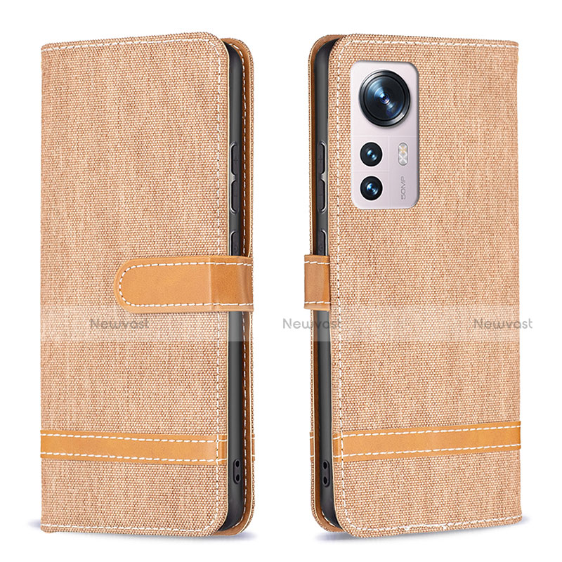 Leather Case Stands Flip Cover Holder B11F for Xiaomi Mi 12 5G Gold