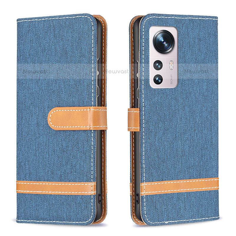 Leather Case Stands Flip Cover Holder B11F for Xiaomi Mi 12S 5G Sky Blue