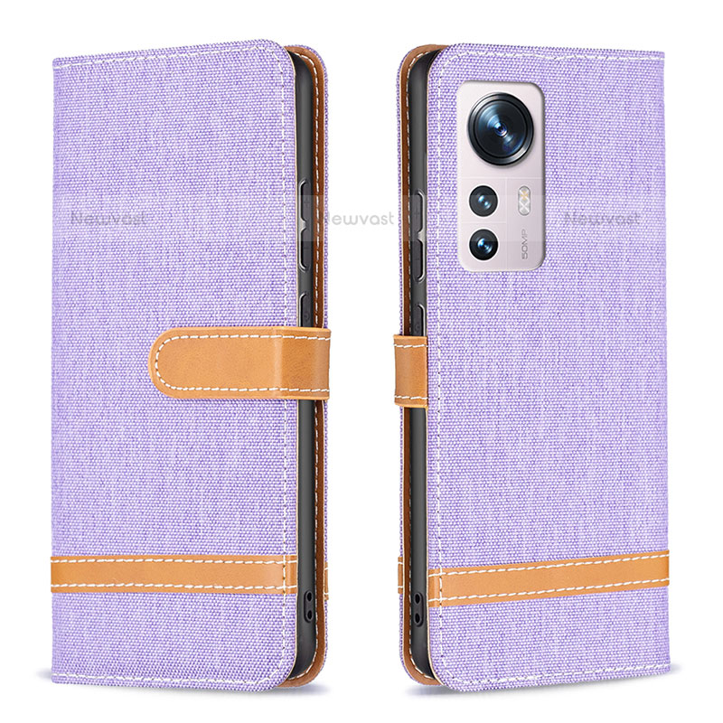 Leather Case Stands Flip Cover Holder B11F for Xiaomi Mi 12S Pro 5G Clove Purple