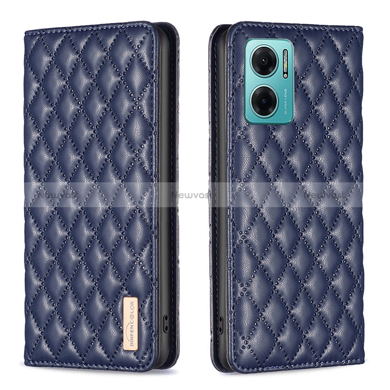 Leather Case Stands Flip Cover Holder B11F for Xiaomi Redmi 10 Prime Plus 5G Blue