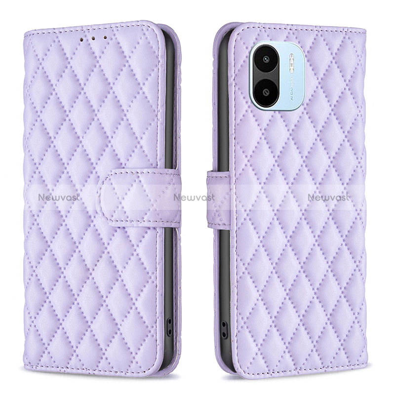 Leather Case Stands Flip Cover Holder B11F for Xiaomi Redmi A1 Purple
