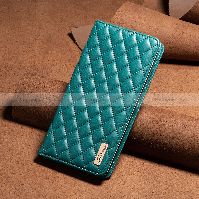 Leather Case Stands Flip Cover Holder B11F for Xiaomi Redmi Note 12 5G Green