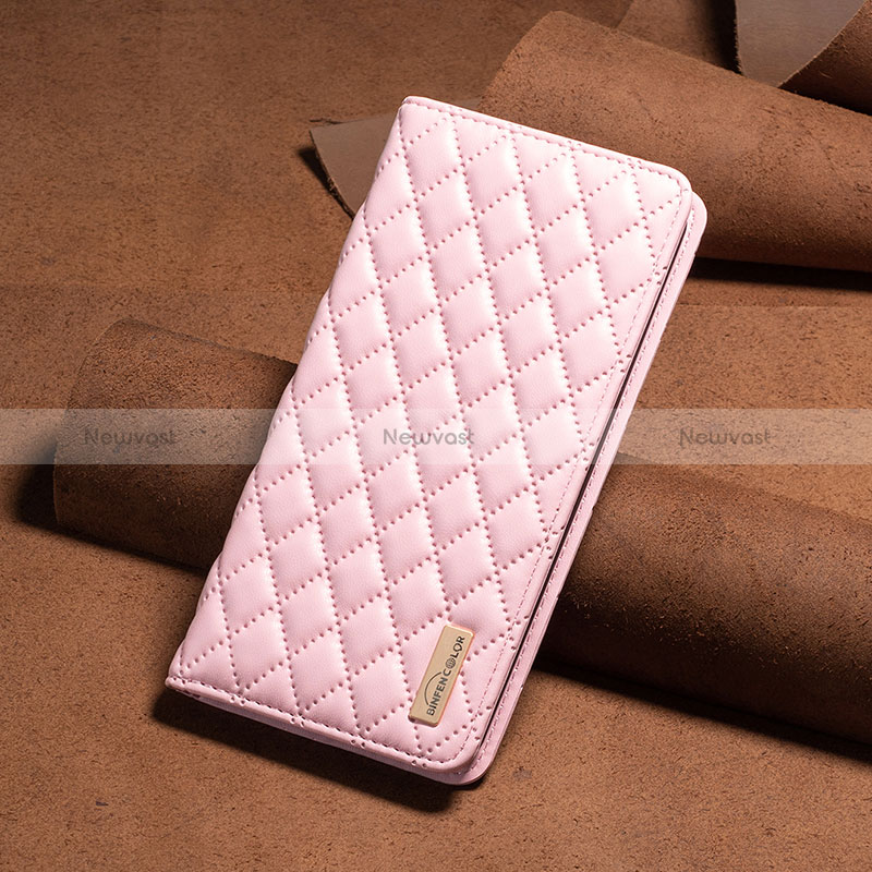 Leather Case Stands Flip Cover Holder B11F for Xiaomi Redmi Note 12 Pro 5G Rose Gold