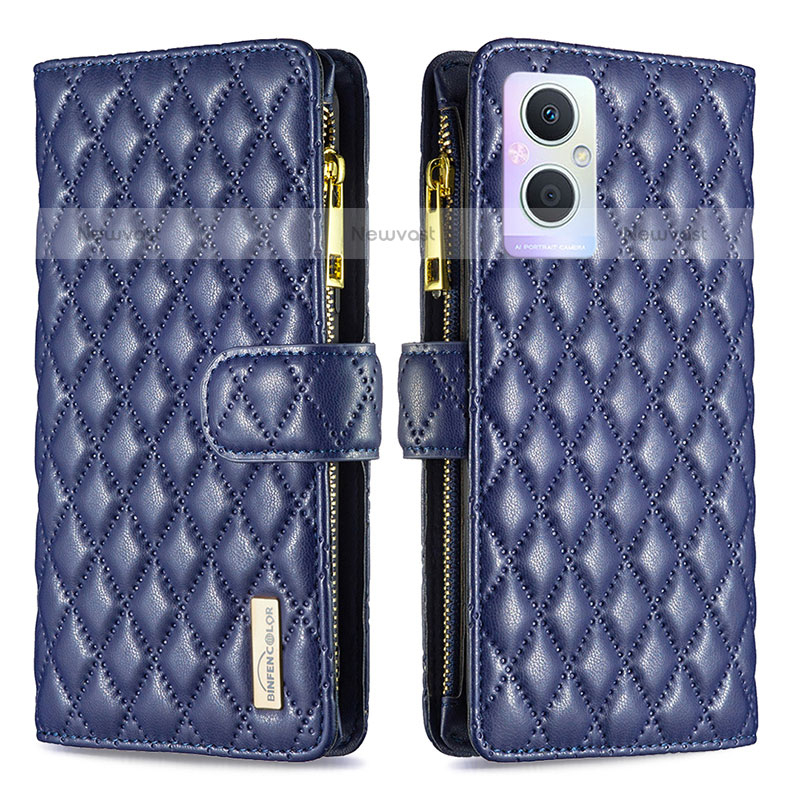 Leather Case Stands Flip Cover Holder B12F for OnePlus Nord N20 5G Blue