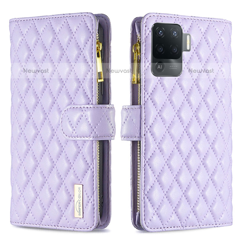 Leather Case Stands Flip Cover Holder B12F for Oppo F19 Pro