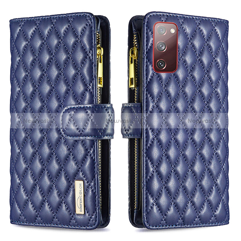 Leather Case Stands Flip Cover Holder B12F for Samsung Galaxy S20 FE (2022) 5G Blue