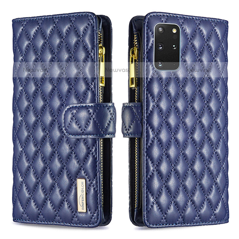 Leather Case Stands Flip Cover Holder B12F for Samsung Galaxy S20 Plus 5G Blue