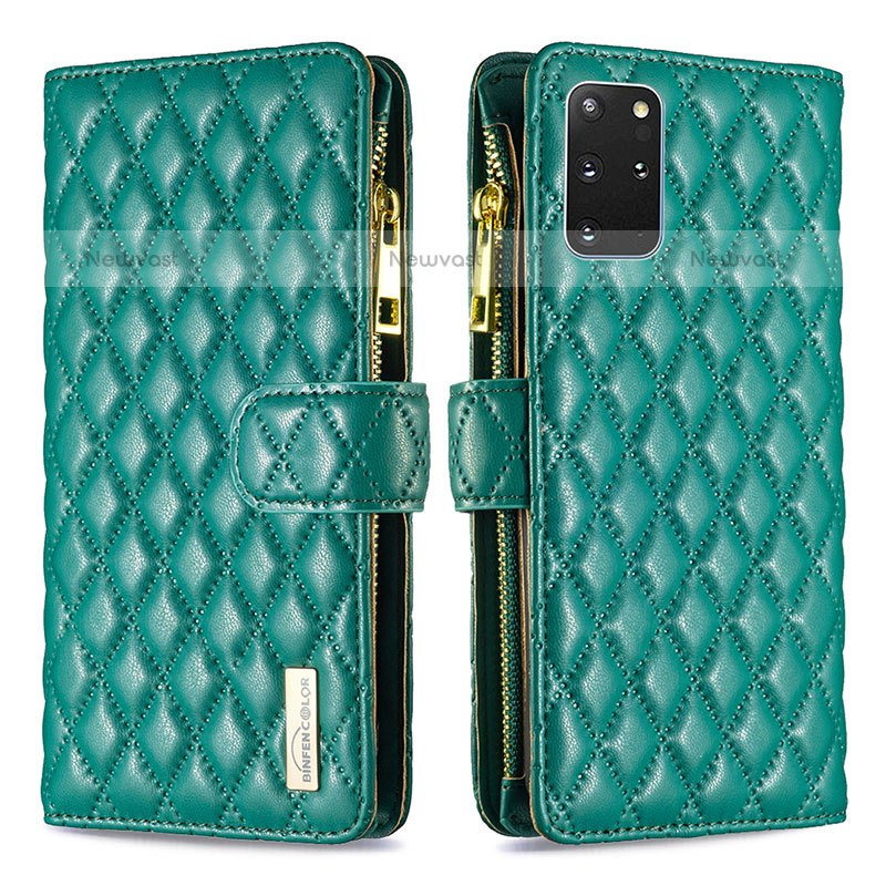 Leather Case Stands Flip Cover Holder B12F for Samsung Galaxy S20 Plus 5G Green