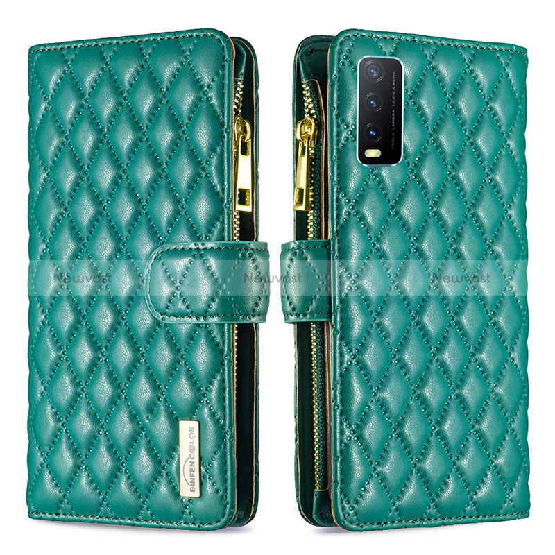Leather Case Stands Flip Cover Holder B12F for Vivo Y12s