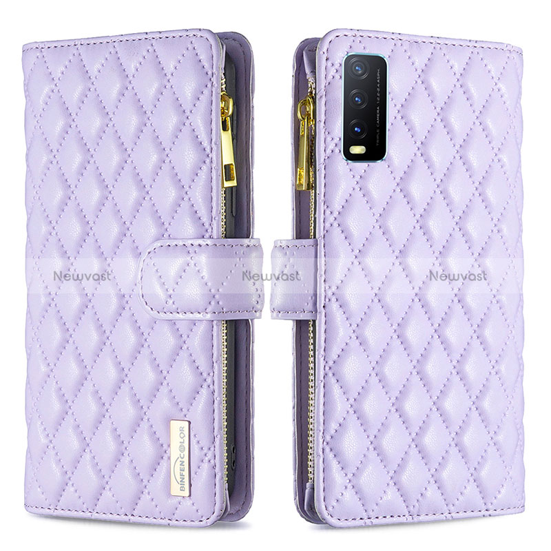 Leather Case Stands Flip Cover Holder B12F for Vivo Y20s