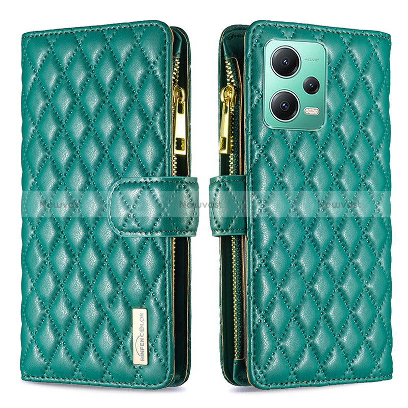 Leather Case Stands Flip Cover Holder B12F for Xiaomi Redmi Note 12 5G