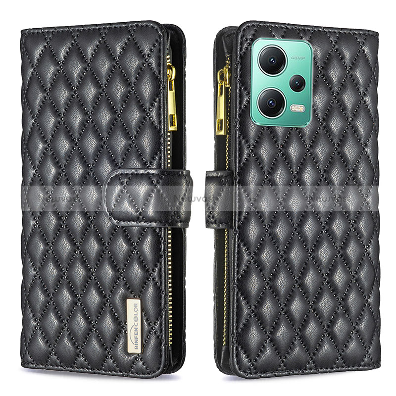 Leather Case Stands Flip Cover Holder B12F for Xiaomi Redmi Note 12 5G