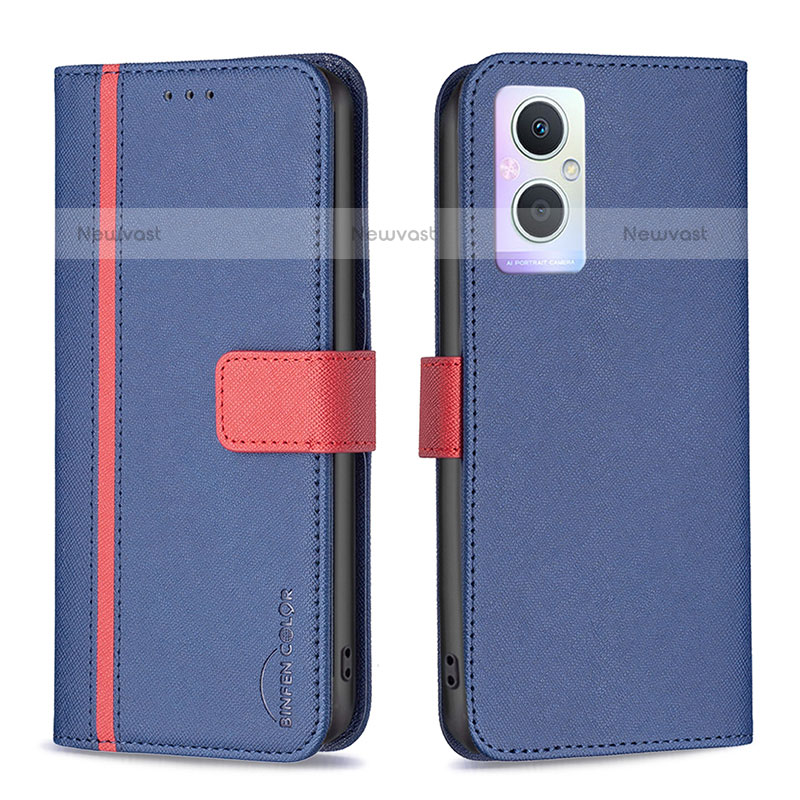 Leather Case Stands Flip Cover Holder B13F for OnePlus Nord N20 5G Blue