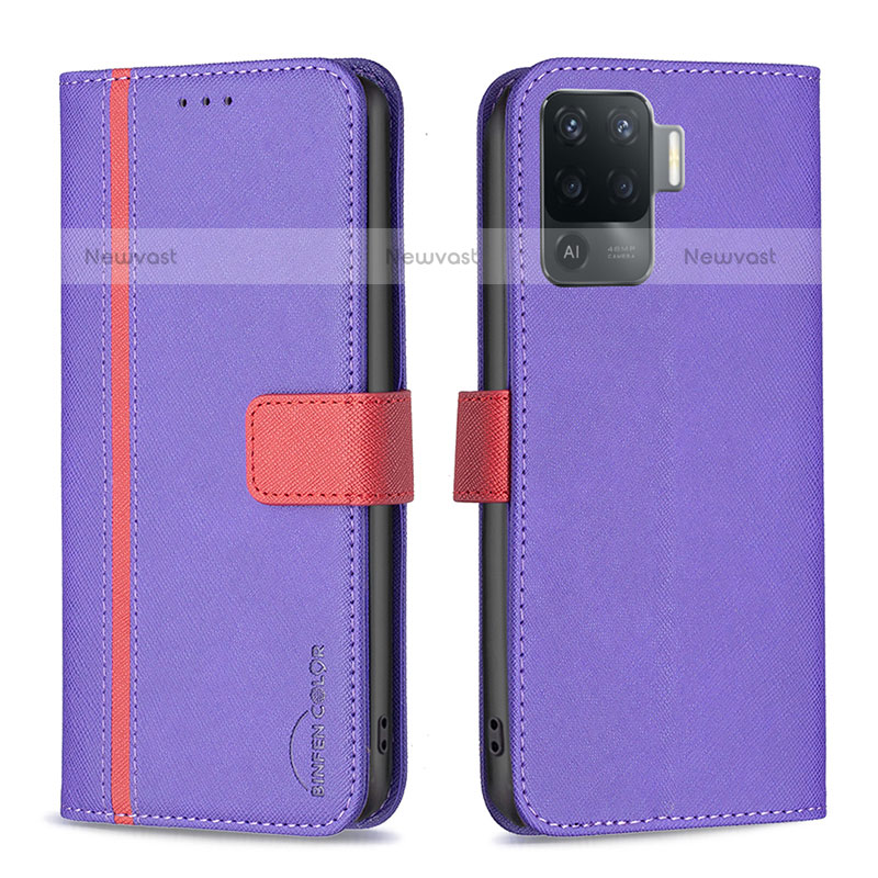 Leather Case Stands Flip Cover Holder B13F for Oppo F19 Pro