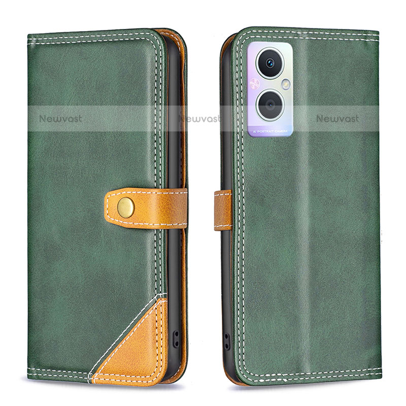 Leather Case Stands Flip Cover Holder B14F for OnePlus Nord N20 5G Green