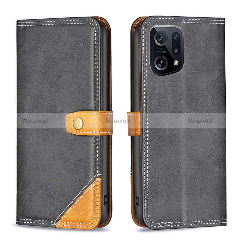 Leather Case Stands Flip Cover Holder B14F for Oppo Find X5 5G