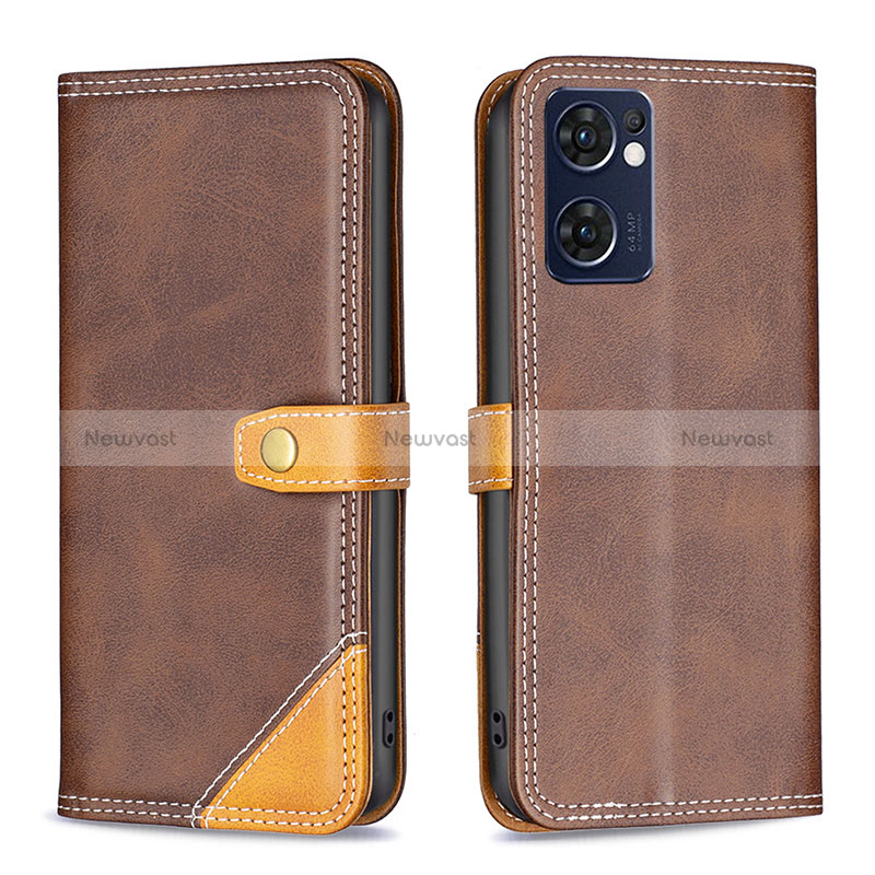 Leather Case Stands Flip Cover Holder B14F for Oppo Reno7 5G