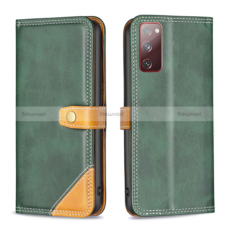 Leather Case Stands Flip Cover Holder B14F for Samsung Galaxy S20 FE 5G Green