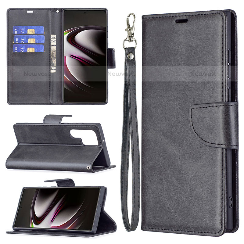 Leather Case Stands Flip Cover Holder B14F for Samsung Galaxy S21 Ultra 5G