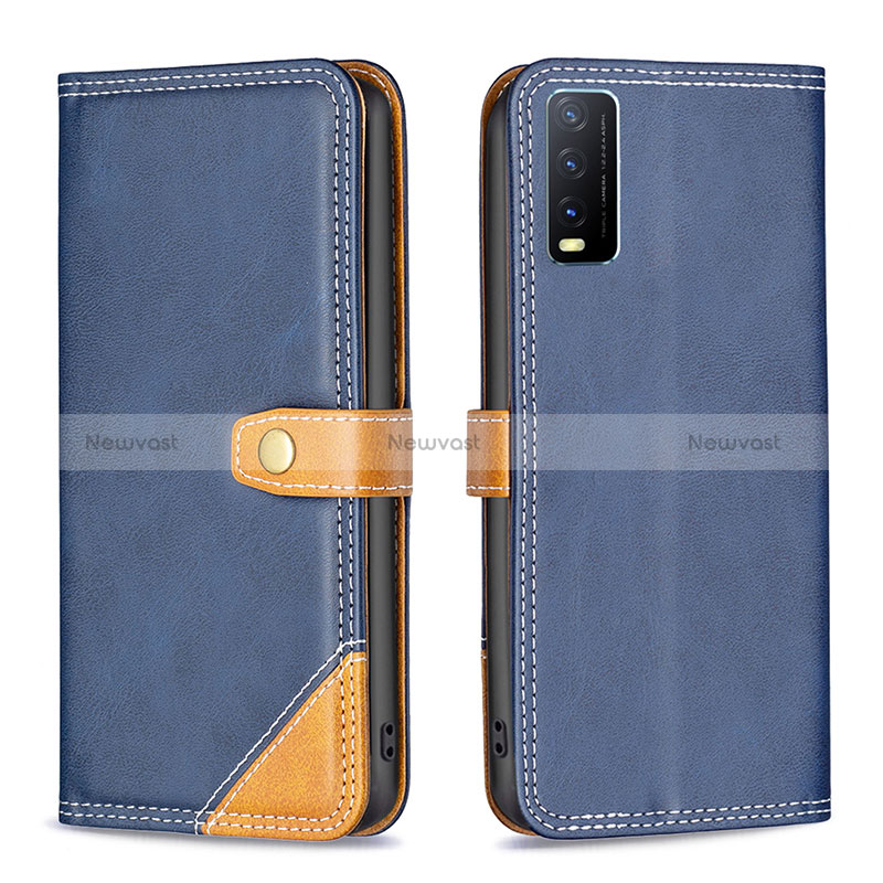 Leather Case Stands Flip Cover Holder B14F for Vivo Y12s