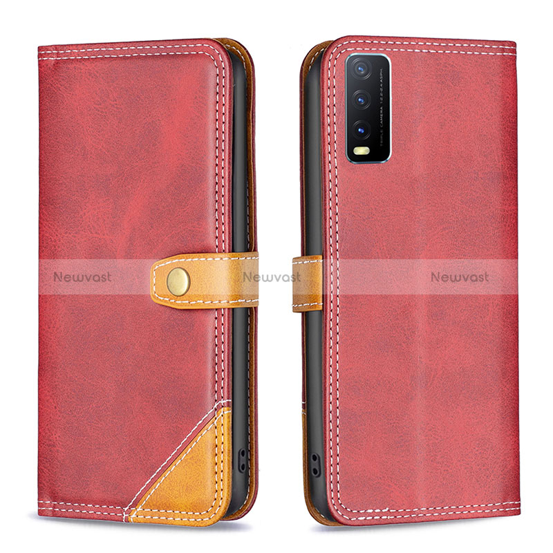 Leather Case Stands Flip Cover Holder B14F for Vivo Y12s