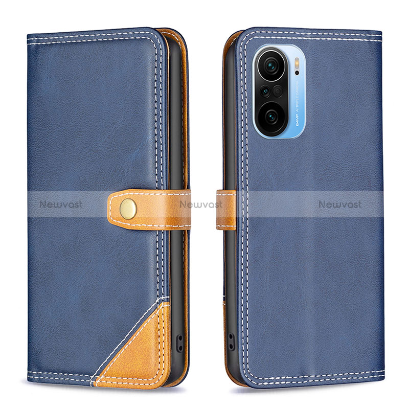 Leather Case Stands Flip Cover Holder B14F for Xiaomi Mi 11X Pro 5G Blue