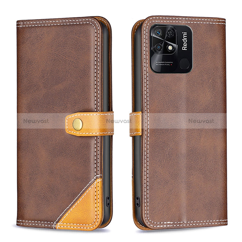 Leather Case Stands Flip Cover Holder B14F for Xiaomi Redmi 10 Power