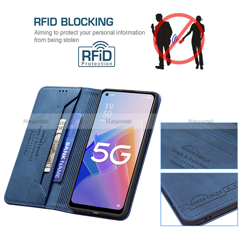 Leather Case Stands Flip Cover Holder B15F for Oppo Reno7 Lite 5G