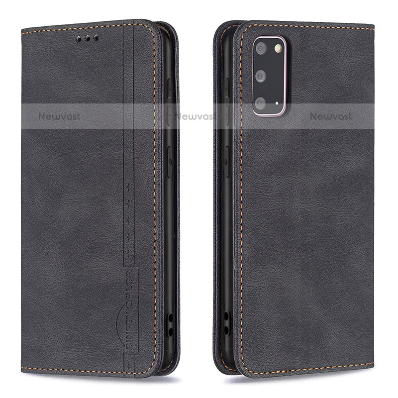Leather Case Stands Flip Cover Holder B15F for Samsung Galaxy S20 5G Black