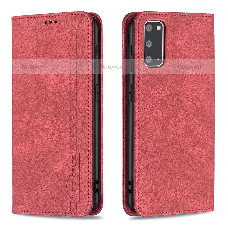 Leather Case Stands Flip Cover Holder B15F for Samsung Galaxy S20 5G Red