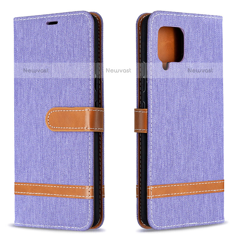 Leather Case Stands Flip Cover Holder B16F for Samsung Galaxy A42 5G Clove Purple