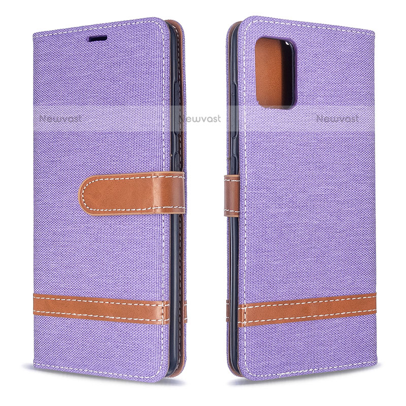 Leather Case Stands Flip Cover Holder B16F for Samsung Galaxy A51 4G Clove Purple