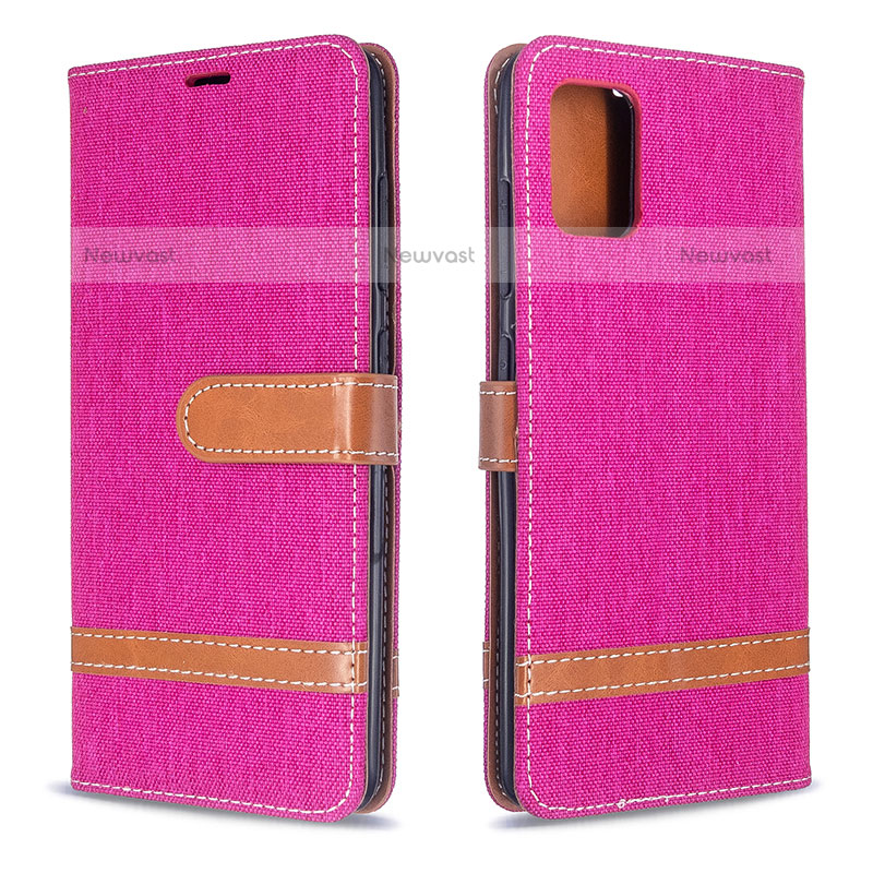 Leather Case Stands Flip Cover Holder B16F for Samsung Galaxy A51 4G Hot Pink
