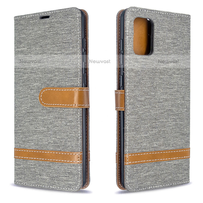 Leather Case Stands Flip Cover Holder B16F for Samsung Galaxy A71 4G A715 Gray