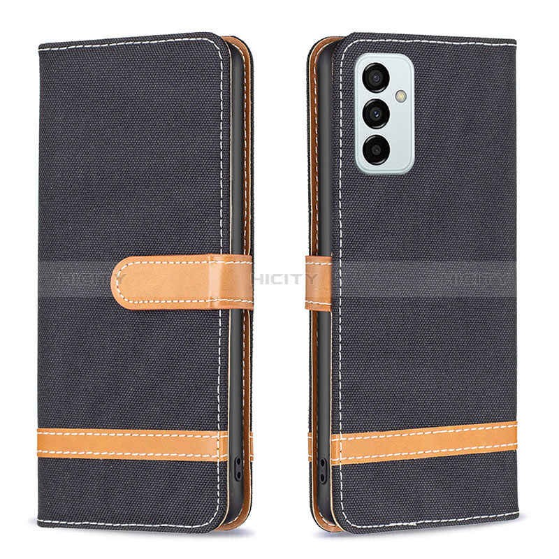 Leather Case Stands Flip Cover Holder B16F for Samsung Galaxy F23 5G Black