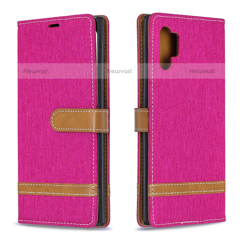 Leather Case Stands Flip Cover Holder B16F for Samsung Galaxy Note 10 Plus 5G Hot Pink