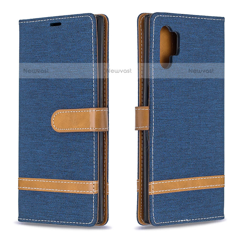 Leather Case Stands Flip Cover Holder B16F for Samsung Galaxy Note 10 Plus 5G Navy Blue