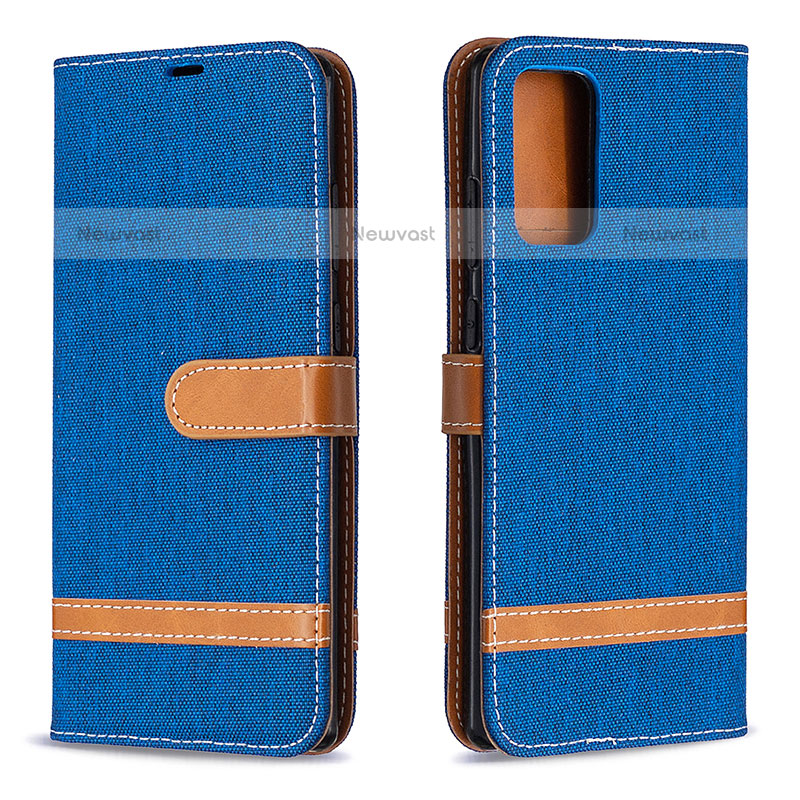 Leather Case Stands Flip Cover Holder B16F for Samsung Galaxy Note 20 5G Blue