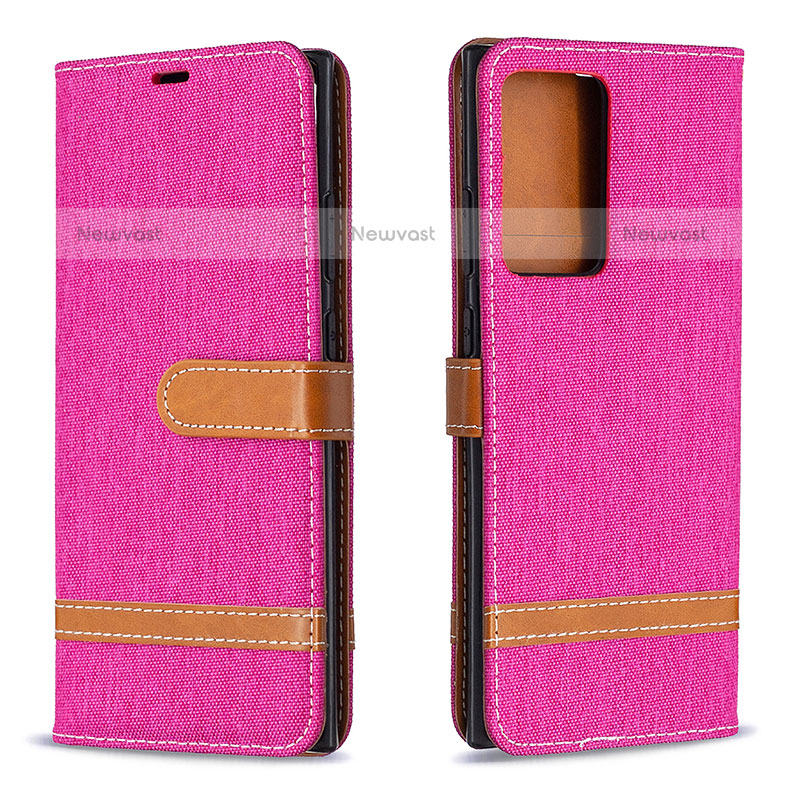 Leather Case Stands Flip Cover Holder B16F for Samsung Galaxy Note 20 Ultra 5G Hot Pink